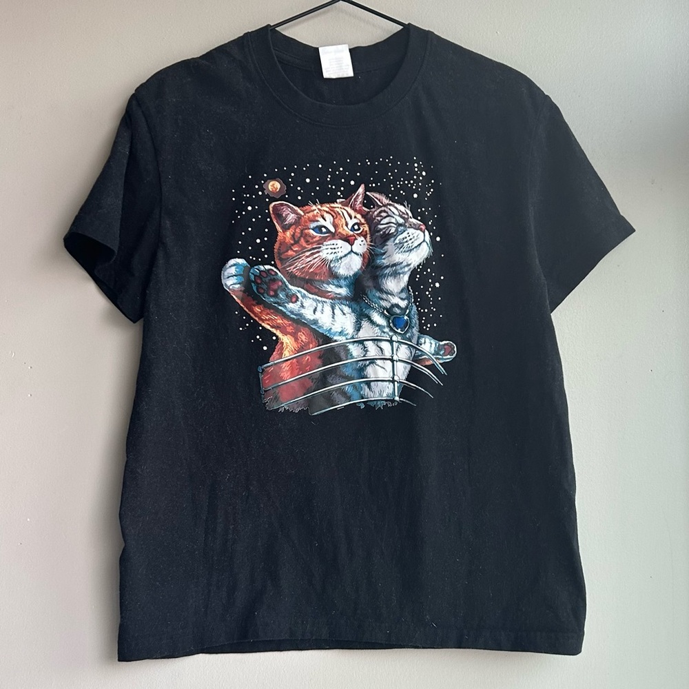 cute kitty t-shirt short sleeve black titanic